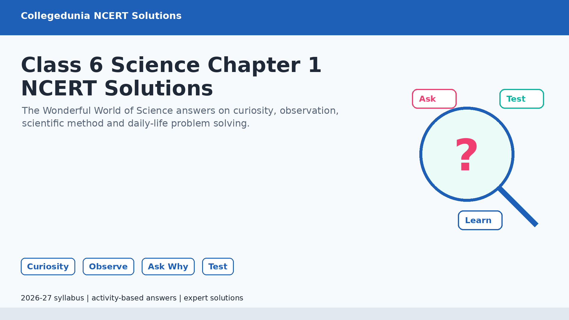 Class 6 Science Chapter 1 The Wonderful World of Science NCERT Solutions 2026-27