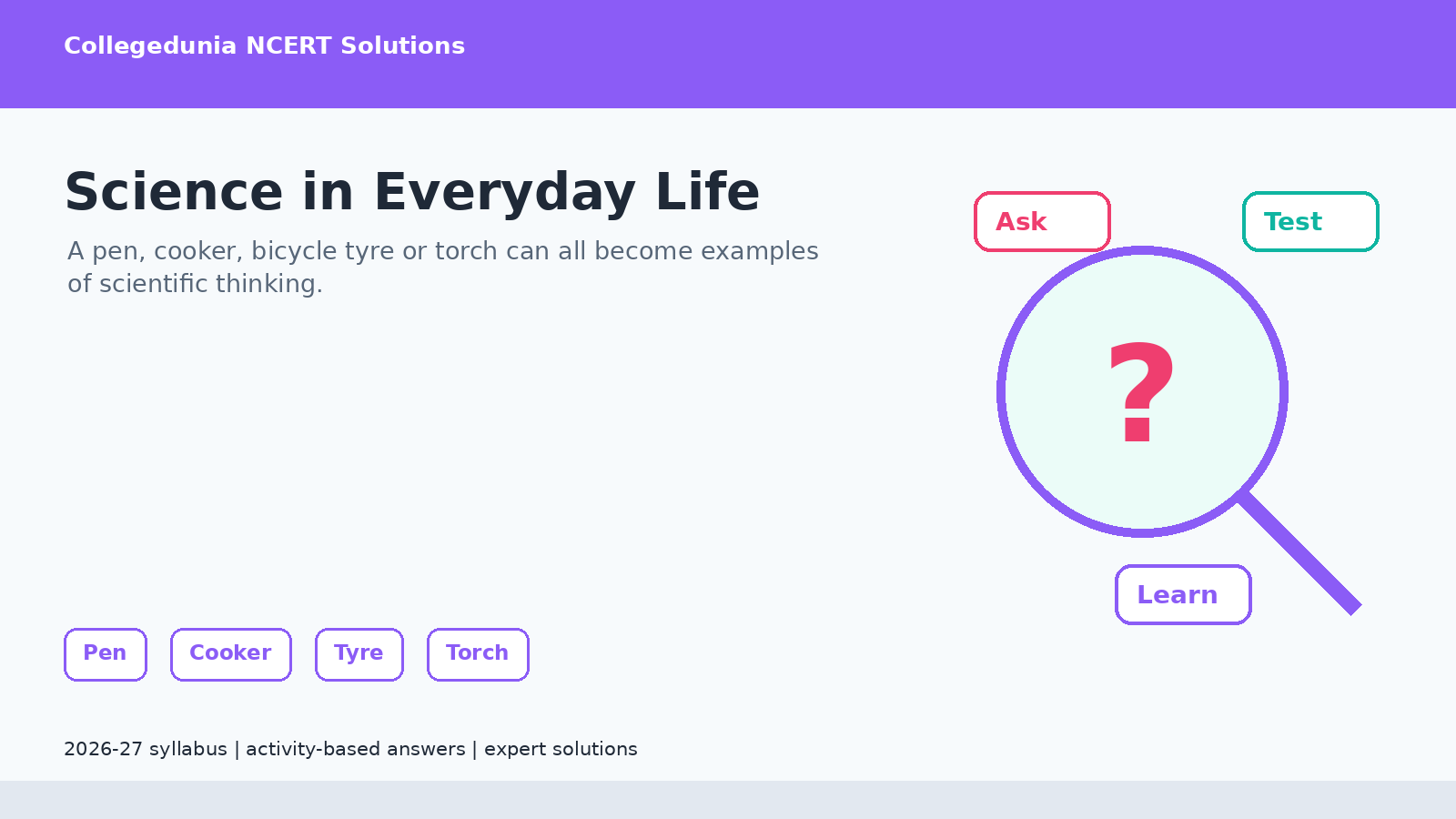 Everyday science examples for The Wonderful World of Science