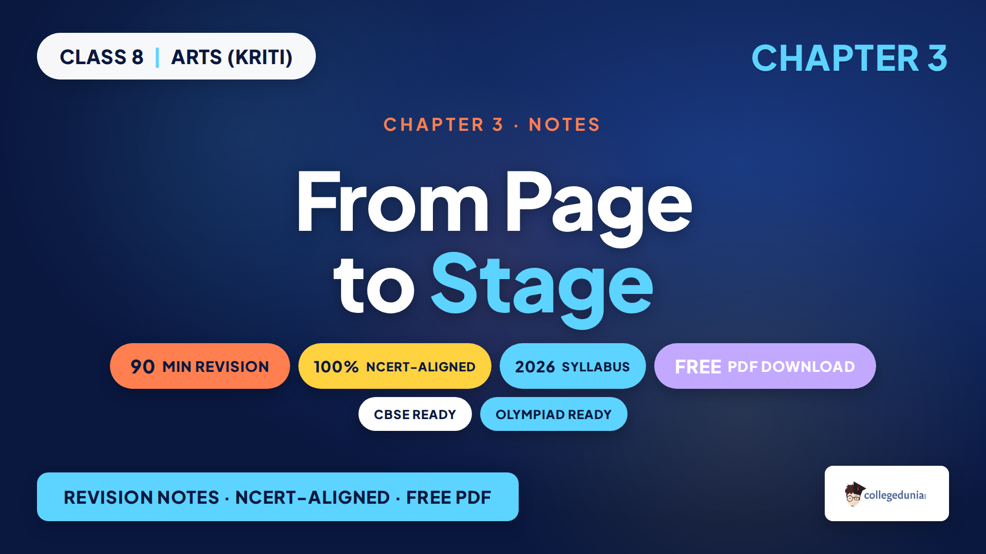 Class 8 Arts Kriti Chapter 3 From Page to Stage notes