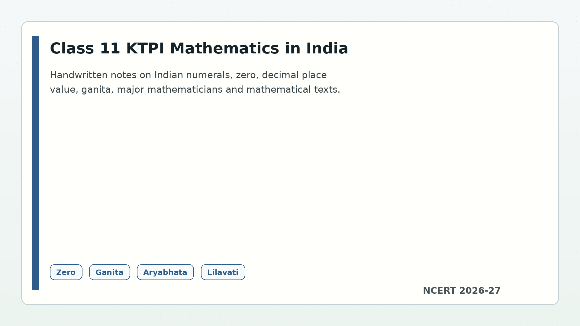 Class 11 KTPI Mathematics in India handwritten notes 2026-27