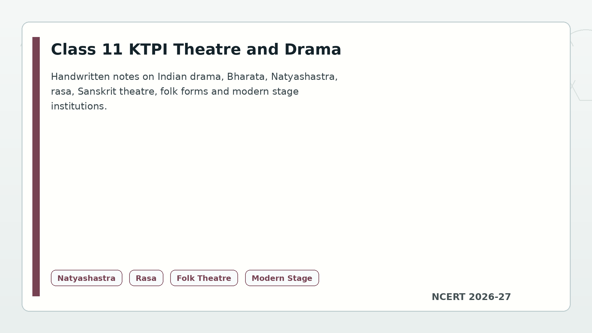Class 11 KTPI Theatre and Drama in India handwritten notes 2026-27