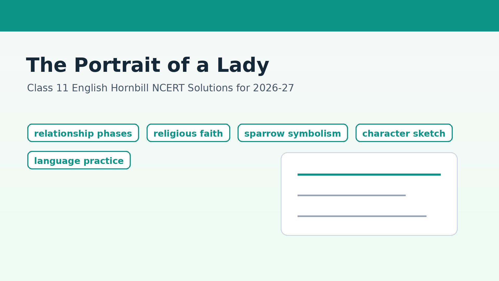 NCERT Solutions Class 11 English Hornbill Chapter 1 The Portrait of a Lady
