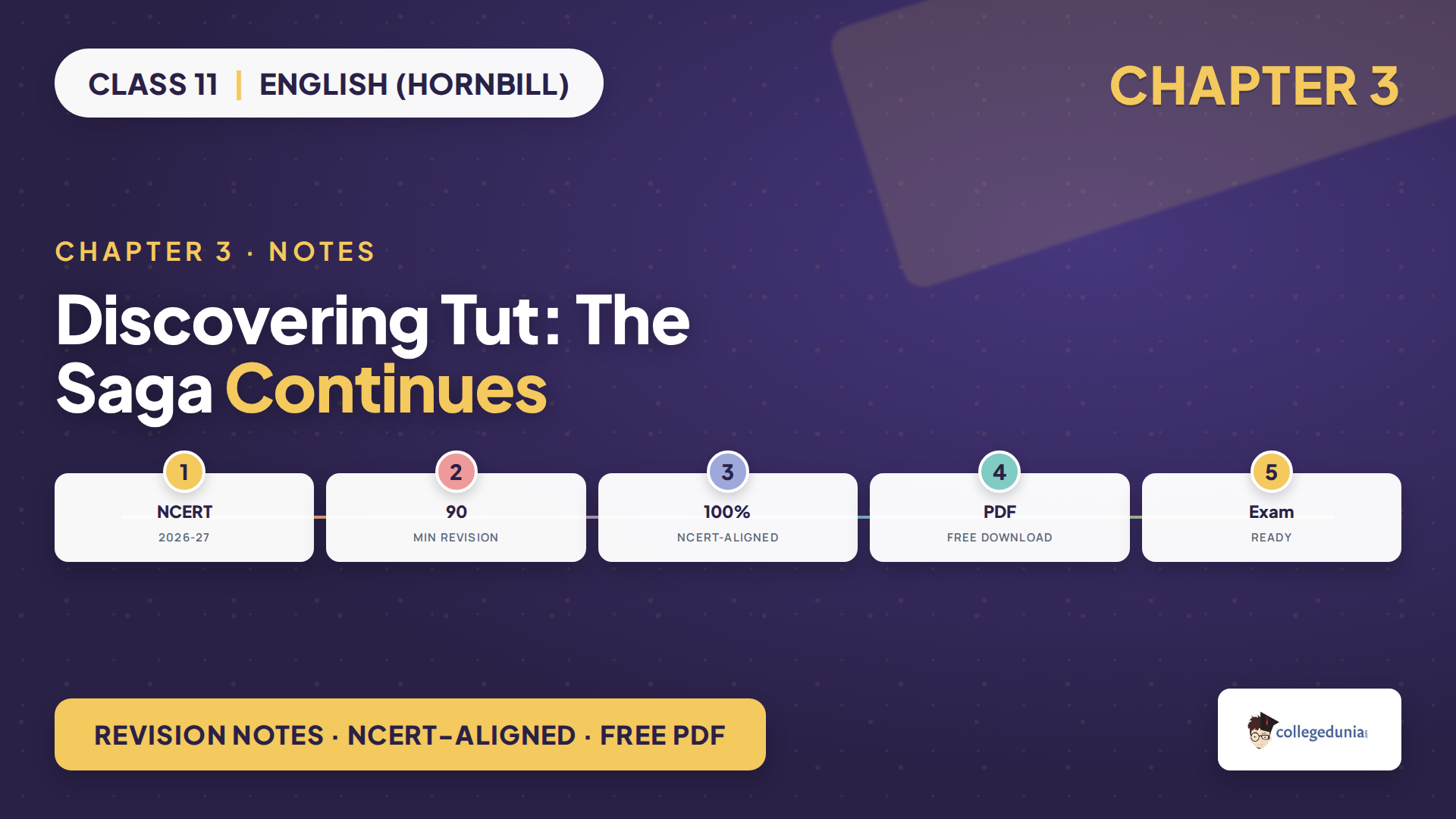 Class 11 English Hornbill Chapter 3 Discovering Tut solutions overview