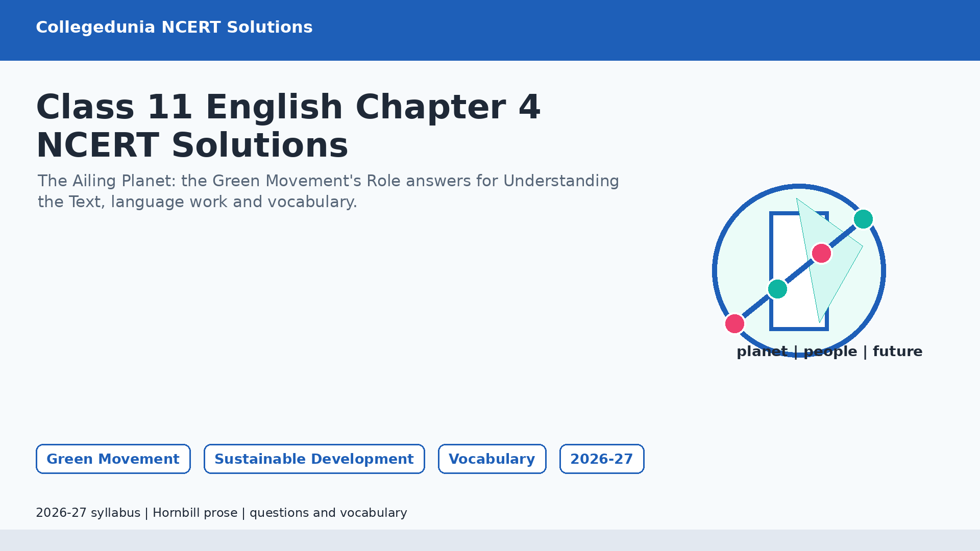 Class 11 English Chapter 4 The Ailing Planet NCERT Solutions 2026-27
