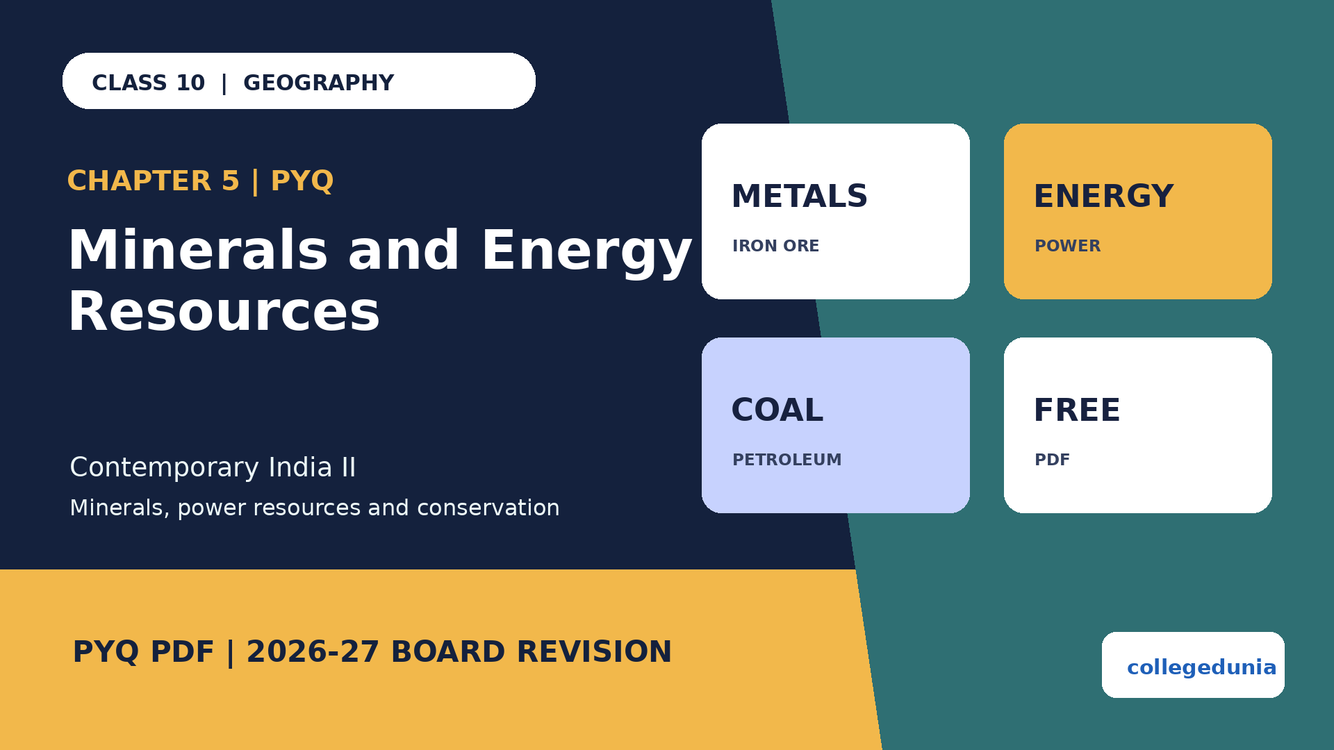 Class 10 Geography Minerals and Energy Resources PYQ PDF
