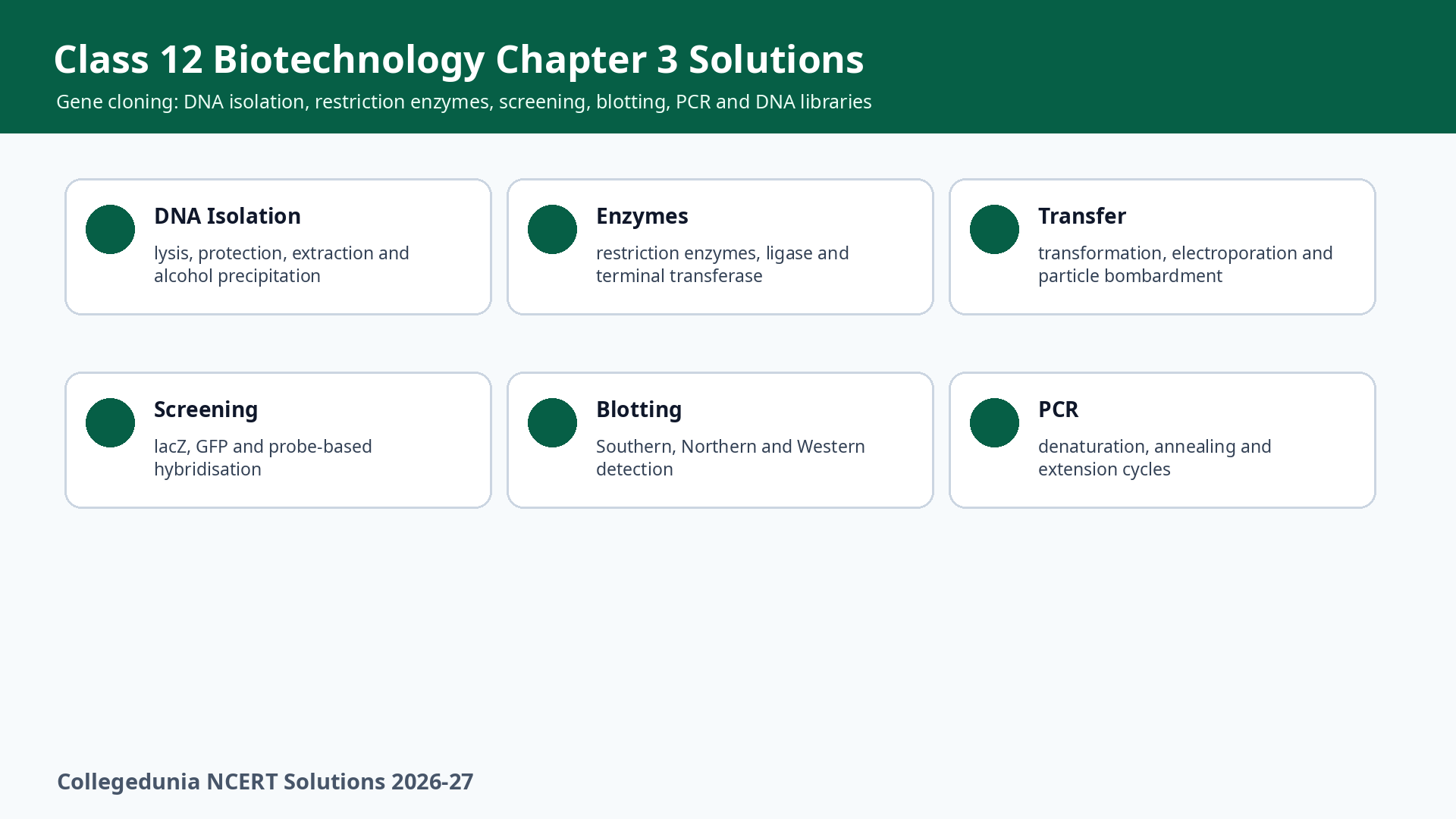 Class 12 Biotechnology Chapter 3 Gene Cloning NCERT Solutions overview