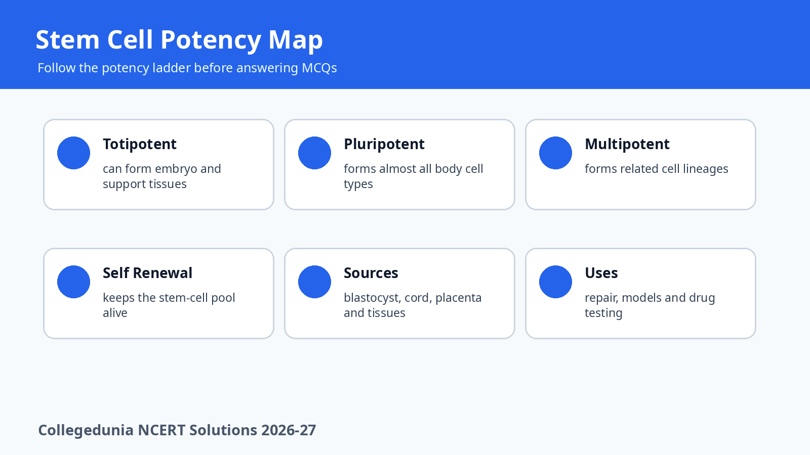 Stem cell potency map for totipotent pluripotent and multipotent cells
