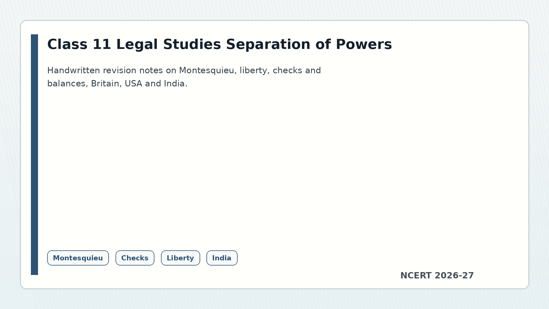 Class 11 Legal Studies Separation of Powers handwritten notes 2026-27