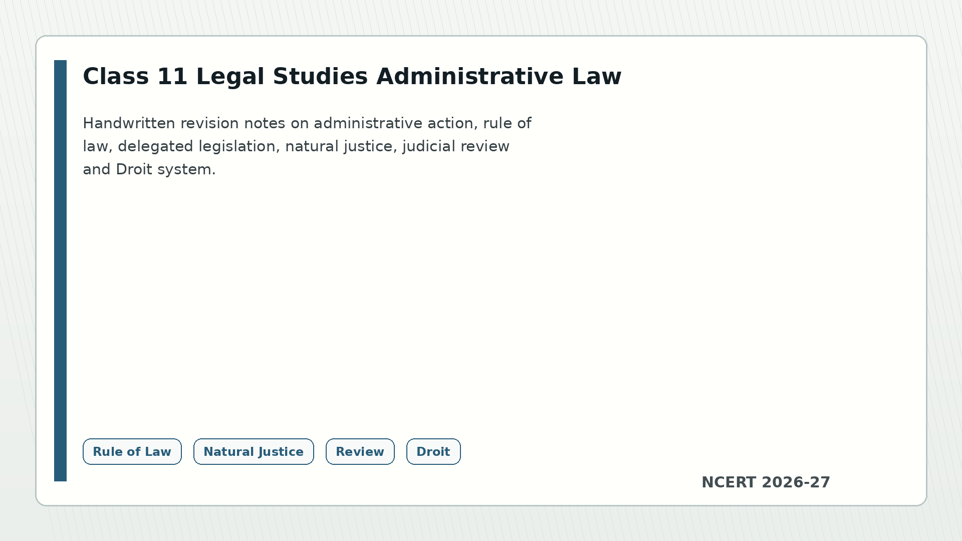 Class 11 Legal Studies Administrative Law handwritten notes 2026-27