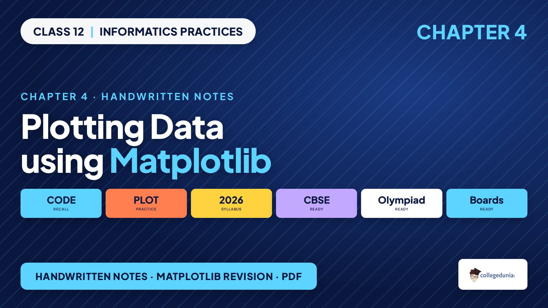 Plotting Data using Matplotlib Class 12 handwritten revision notes