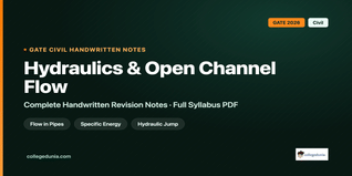 GATE Civil Hydraulics and Open Channel Flow Handwritten Notes