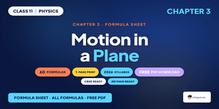 NCERT Formula Sheet Class 11 Physics Chapter 3 Motion in a Plane