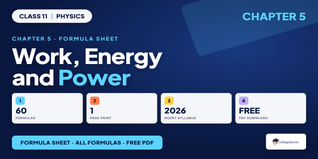 NCERT Formula Sheet Class 11 Physics Chapter 5 Work, Energy and Power