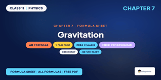 NCERT Formula Sheet Class 11 Physics Chapter 7 Gravitation