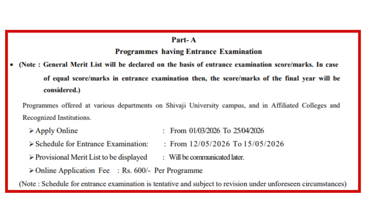 Image Source: Shivaji University Admission 2026 @sukapps.unishivaji.ac.in