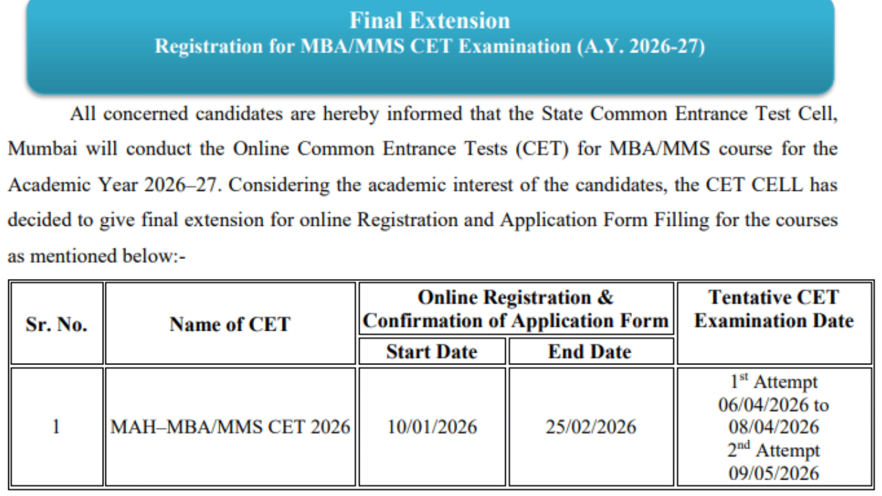  MAH MBA CET 2026 @cetcell.mahacet.org