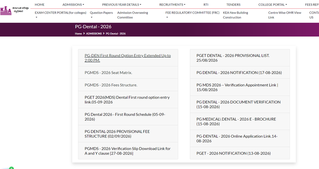 Karnataka NEET MDS 2026 Round 1 Key Dates