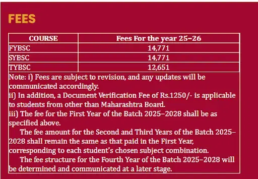St Xavier's Mumbai B.Sc Fees 2026
