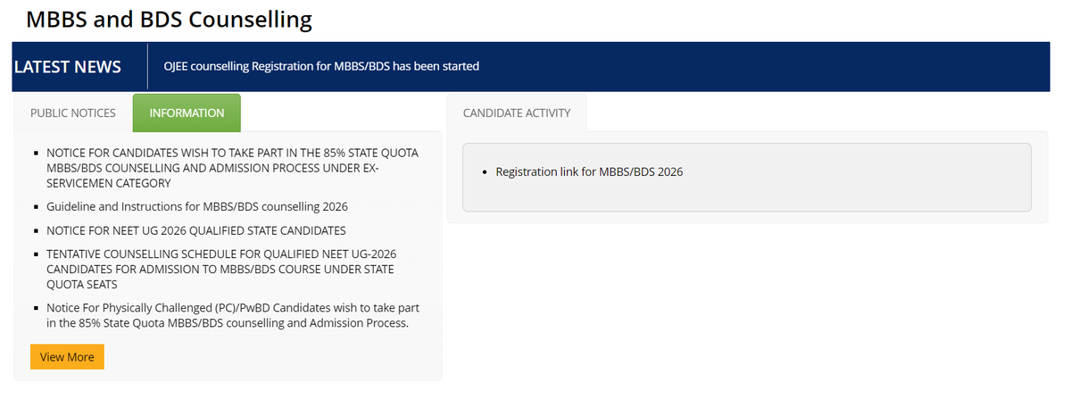 Odisha NEET UG Counselling 2026 Key Details