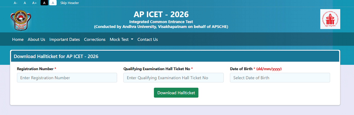 AP ICET 2026 Hall Ticket (Released)