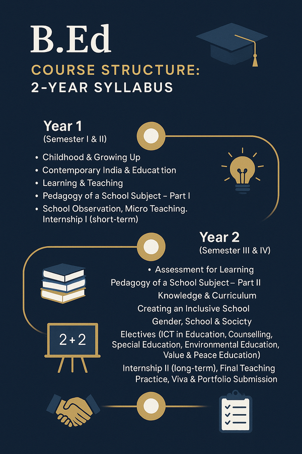 What are the subjects for BEd 1st year and BEd 2nd year?