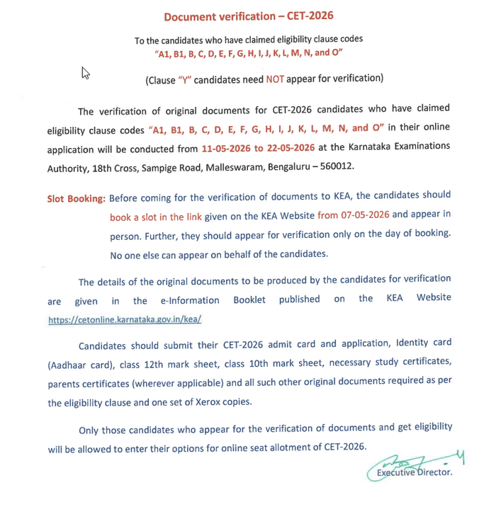 Eligible Candidates for Document Verification