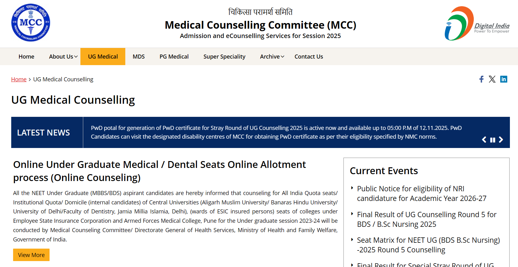 MCC NEET UG Counselling 2026 Schedule Expected Soon