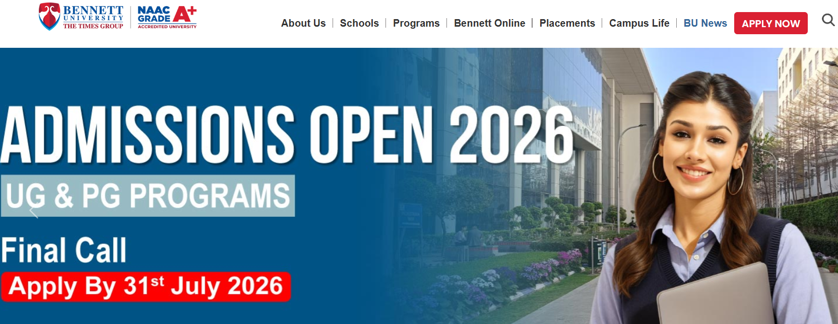 Bennett University Round 5 Application Deadline Extended to Jul 31, 2026