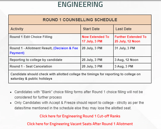 COMEDK 2026 Round 1 Seat Allotment Out Fee Payment Deadline July 31