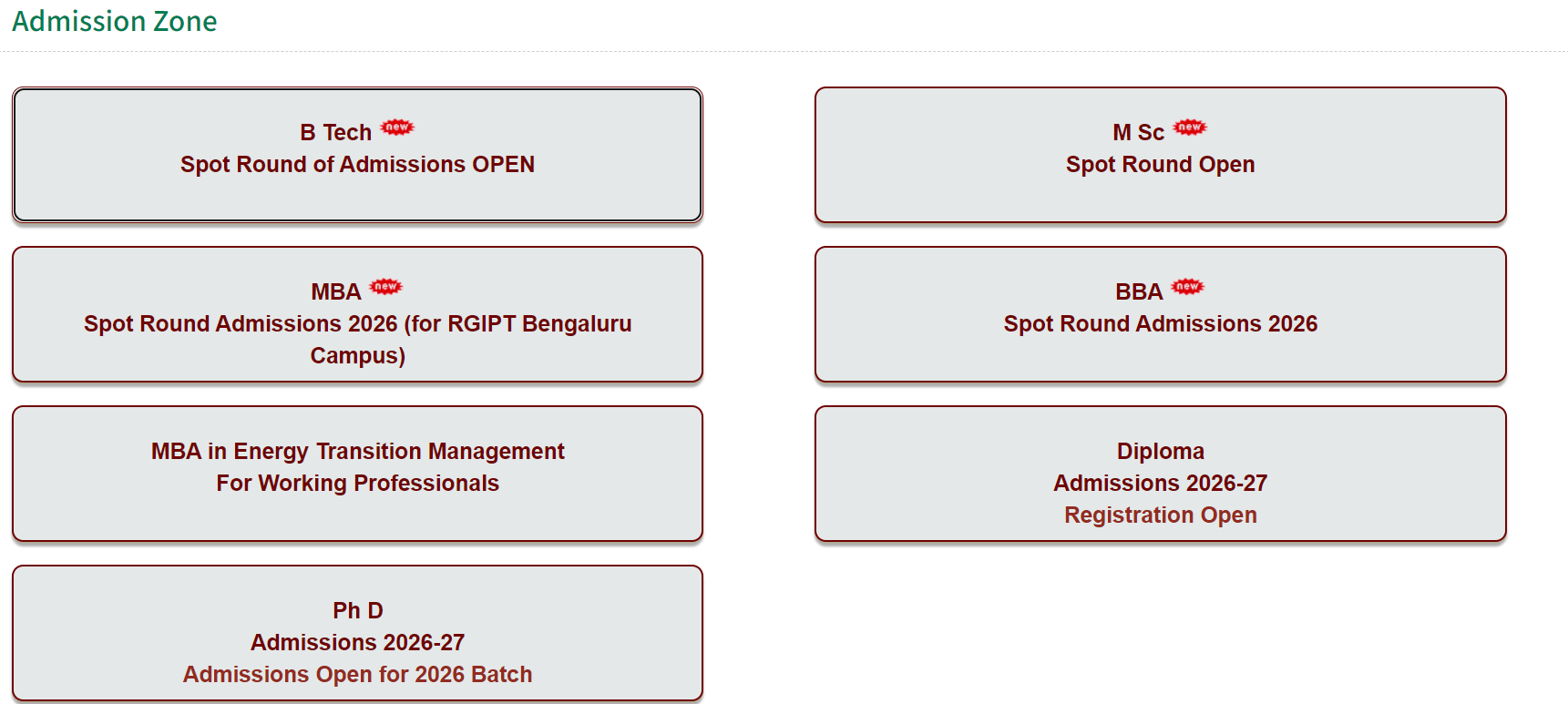 RGIPT Spot Round Admission 2026 Open for BTech BBA MBA and MSc Programmes