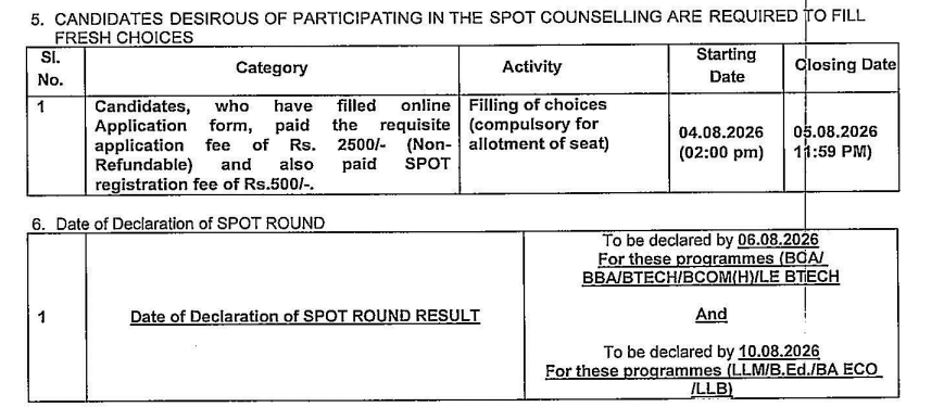 GGSIPU Spot Round Registration 2026 Begins for Various UG Courses