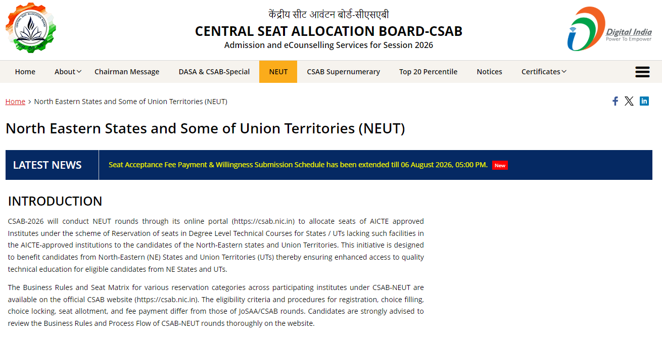 CSAB NEUT 2026 Round 1 Fee Payment Deadline Extended to August 6