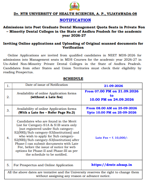 Key Highlights of AP NEET MDS MQ Counselling 2026