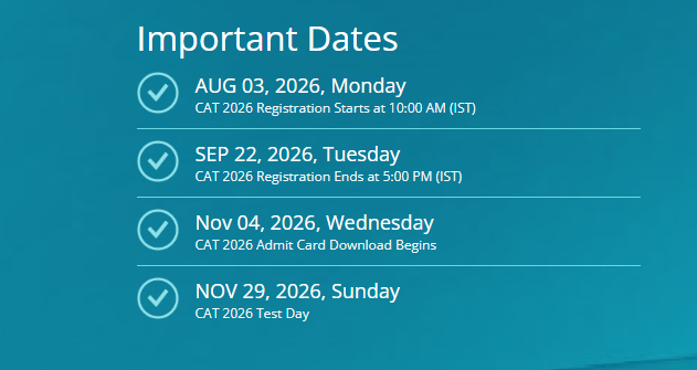 CAT 2026 Important Dates