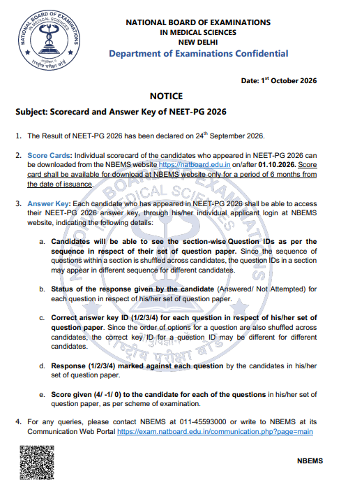 NEET PG 2026 Answer Key: Key Details