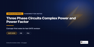 GATE EE Three Phase Circuits and Power Handwritten Notes
