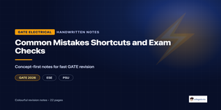 GATE EE Common Mistakes and Shortcuts Handwritten Notes