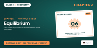 Class 11 Chemistry Chapter 6 Equilibrium Formula Sheet PDF