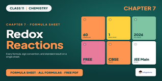 Class 11 Chemistry Chapter 7 Redox Reactions Formula Sheet PDF