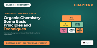 Class 11 Chemistry Chapter 8 Organic Chemistry Some Basic Principles and Techniques Formula Sheet PDF