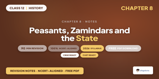 NCERT Notes Class 12 History Chapter 8 Peasants Zamindars