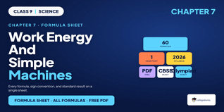Work, Energy, Simple Machines Class 9 Formula Sheet