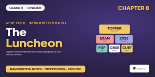 Class 11 English The Luncheon Handwritten Notes PDF