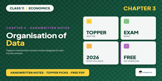 Class 11 Economics Organisation of Data Handwritten Notes PDF