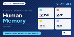 Human Memory Class 11 Psychology Handwritten Notes