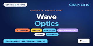 NCERT Formula Sheet Class 12 Physics Chapter 10 Wave Optics