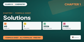 Class 12 Chemistry Ch 1 Solutions Formula Sheet - Download PDF