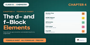Class 12 Chemistry d and f Block Elements Formula Sheet PDF