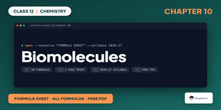 Class 12 Chemistry Ch 10 Biomolecules Formula Sheet PDF Download