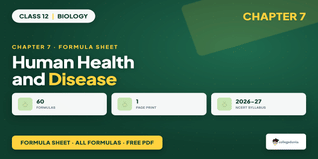 Class 12 Biology Ch 7 Human Health & Disease Formula Sheet PDF